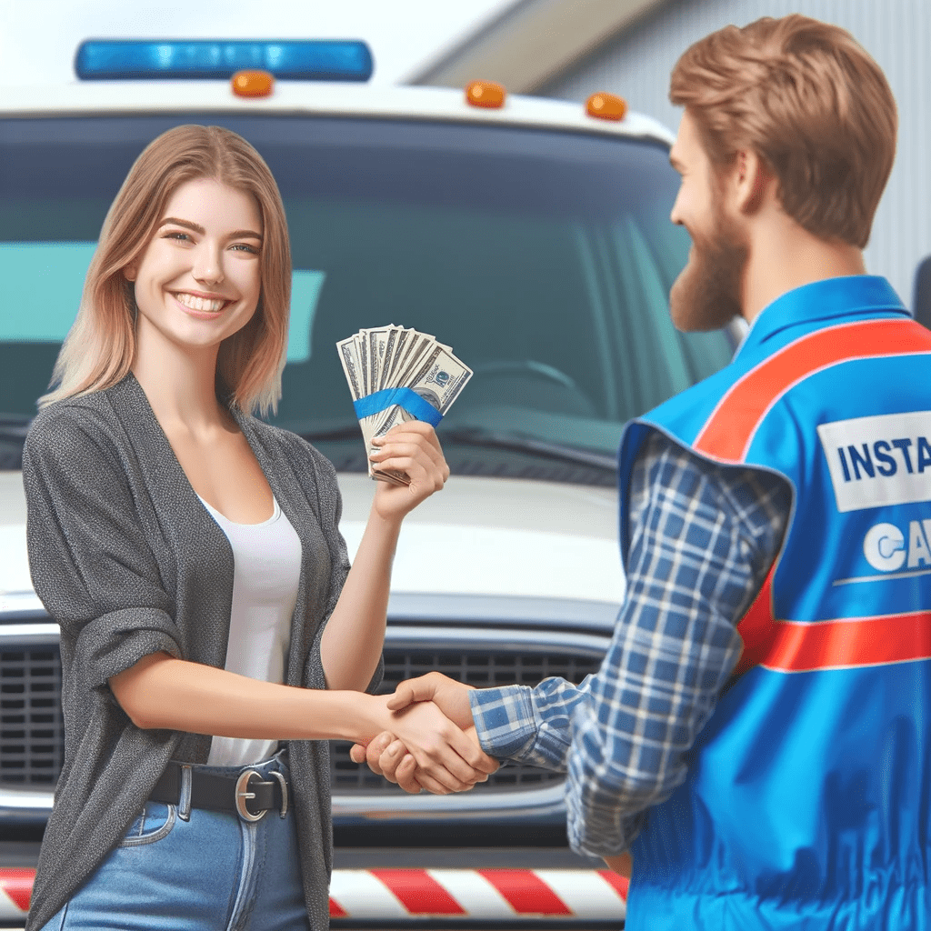Receiving cash on the spot from InstantCarCash for your junk car.